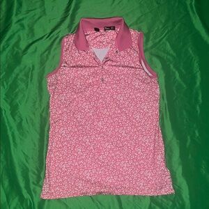 Ralph Lauren X Pink Floral Sleeveless Polo Top size Small